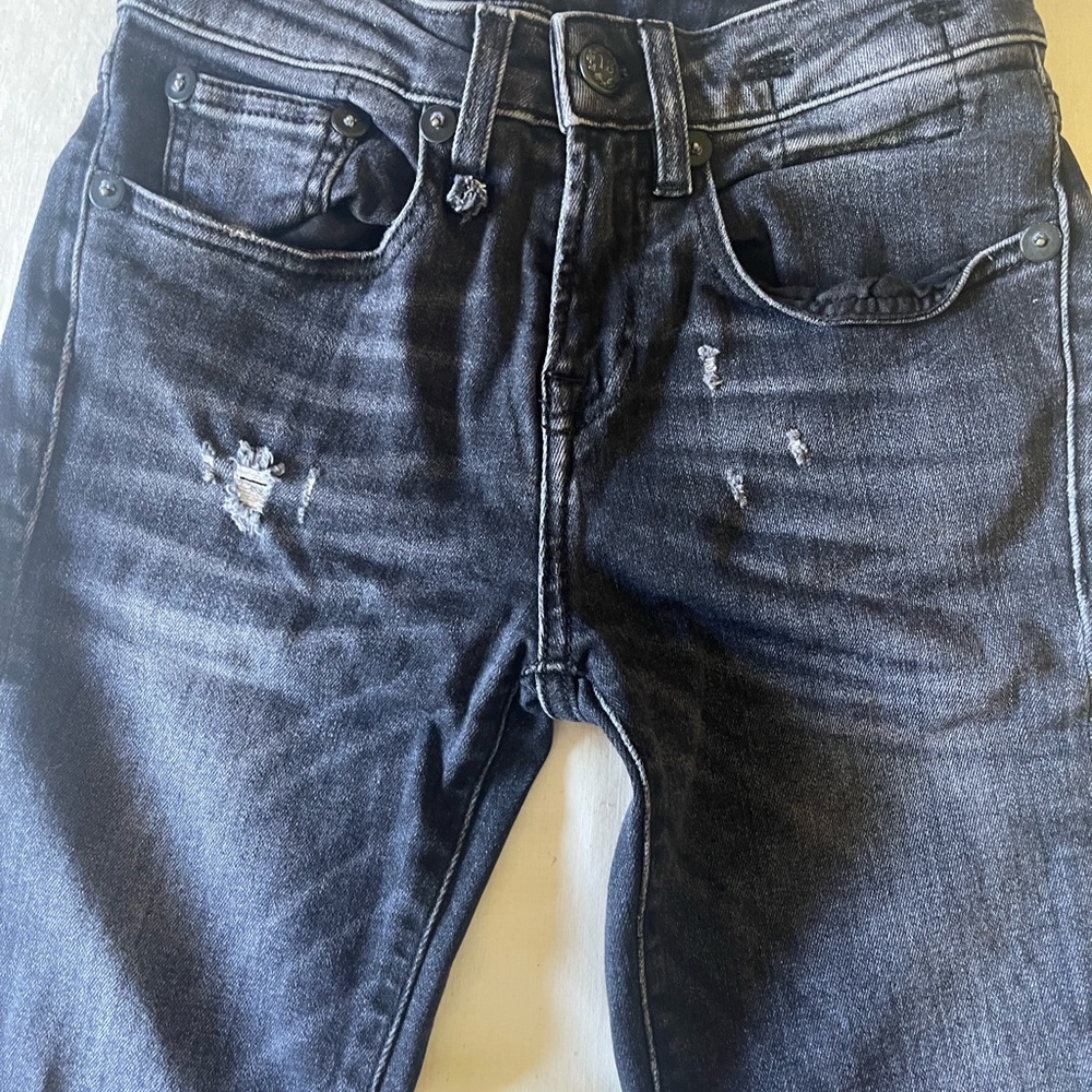 Women’s Girls Youth Distressed Black Jeans R13 Italy Skinny Dark Blue